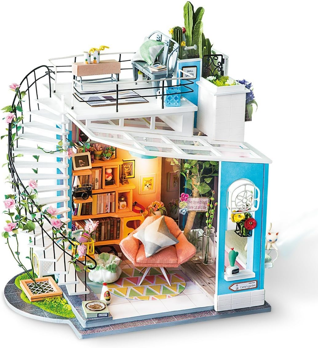 DIY Miniature Dollhouse Kit with LED Light for Creative Fun