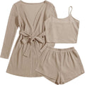Ekouaer Pajamas for Women 3 Piece Lounge Set - Soft Waffle Knit
