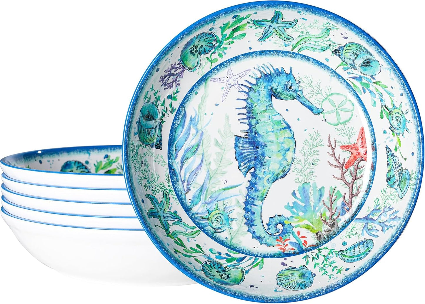 LEHAHA Melamine Pasta Bowls Set of 6 for All Occasions