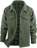 Flygo Mens Flannel Lined Denim Jacket - Classic Western Slim Fit Men's