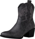 Women's Mid-Calf Vegan Cowboy Boots - Low Heel Comfort