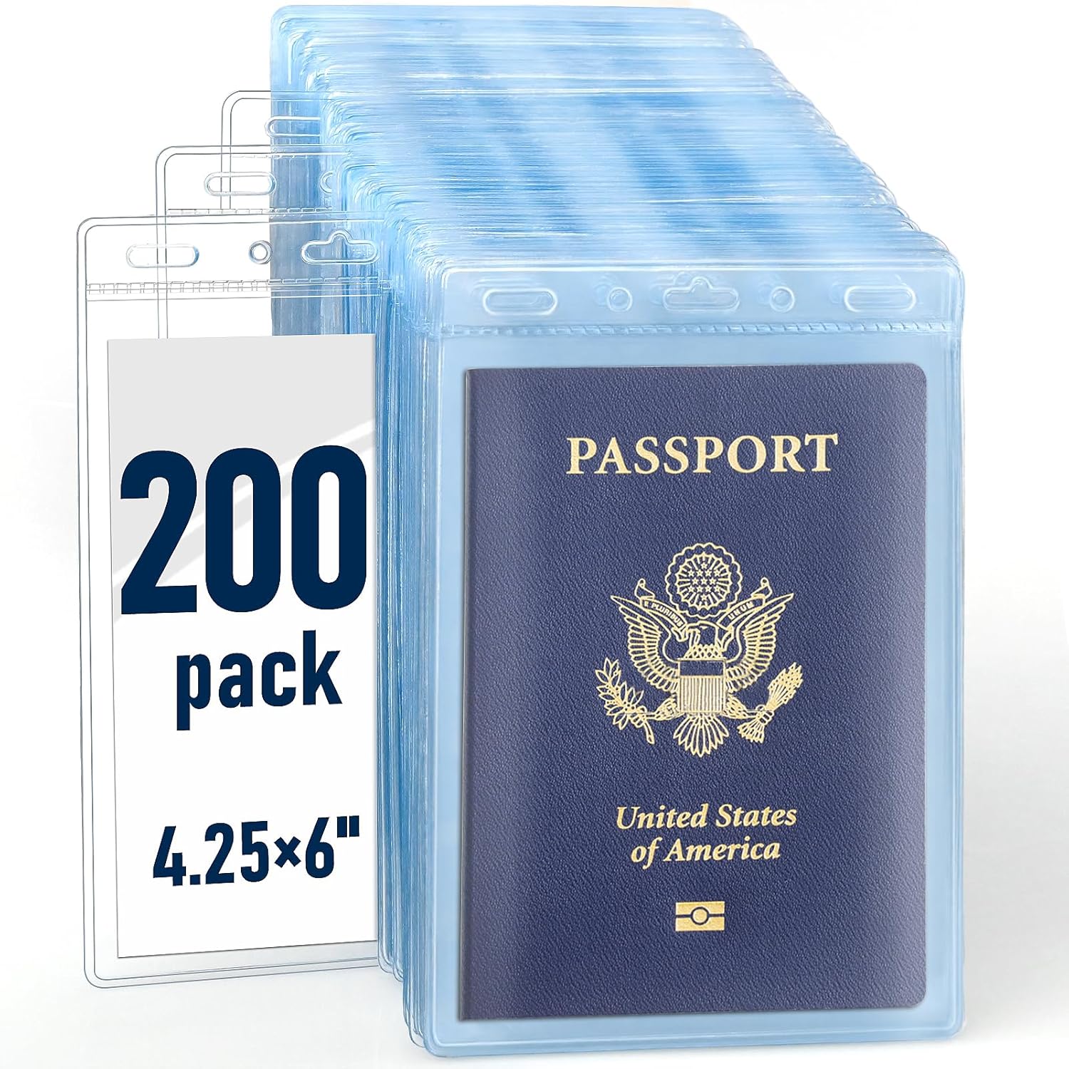 200 Pack Clear Plastic Passport Holders for ID Cards and More