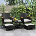 Black Wicker 5PC Outdoor Patio Bistro Set with White Cushions - Space