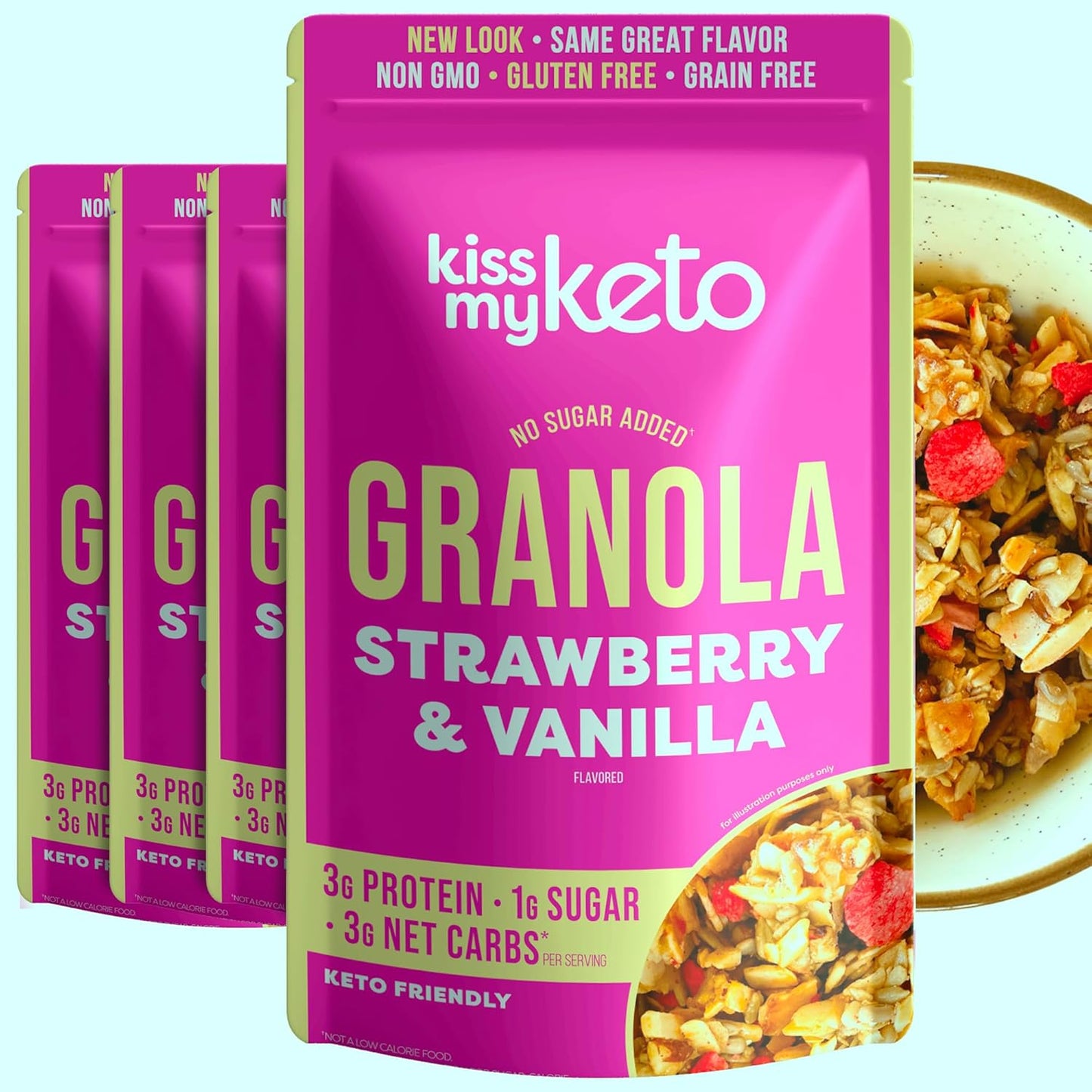 Kiss My Keto Sugar Free Granola Strawberry Vanilla 4-Pack