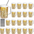 20 Pcs Plastic Beer Mugs with Handles and Straws - Bulk Party Set