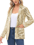 Women's Sequin Blazer Jacket Open Front Sparkly Hip-Length