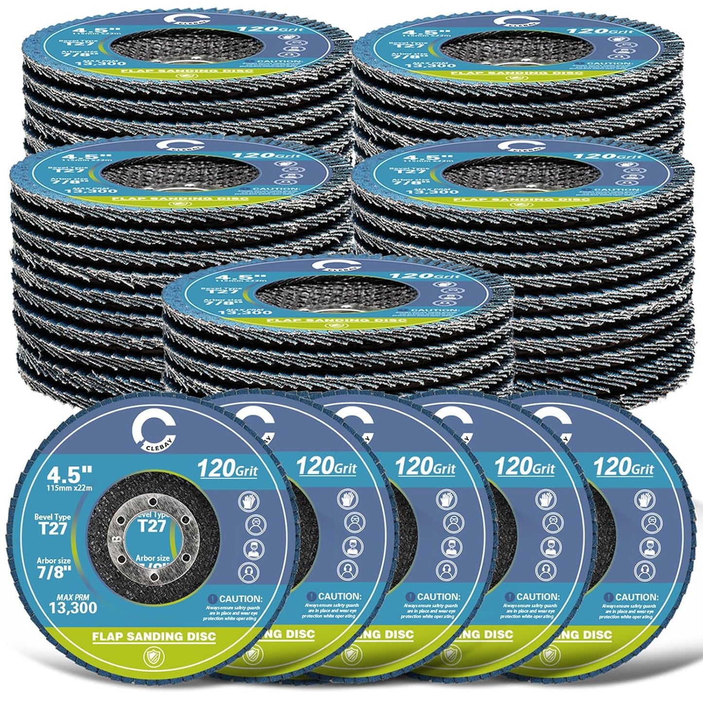 4 1/2 Flap Discs for Angle Grinder - 50 Pack Durable Grinding Wheels