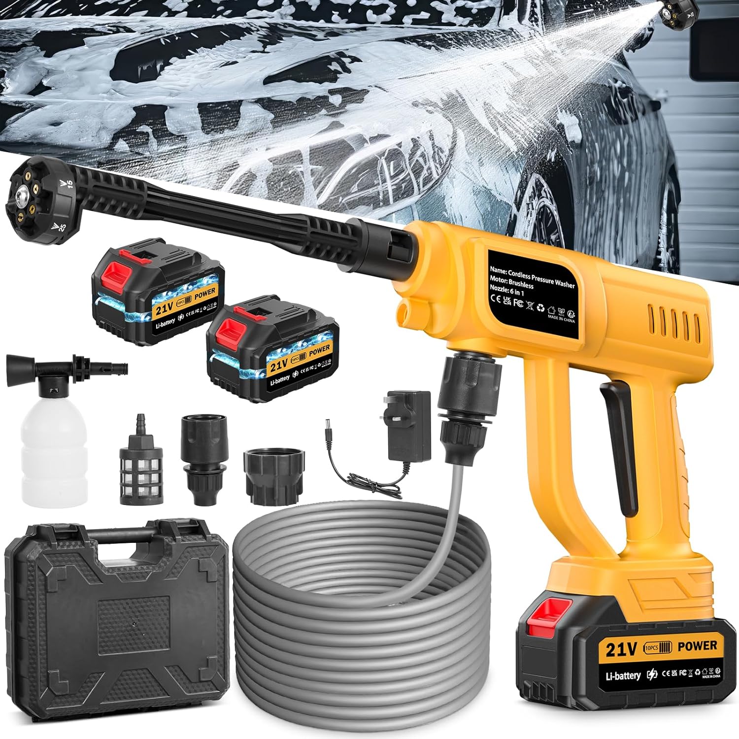 Cordless Portable Pressure Washer with 120Bar Power and Versatility