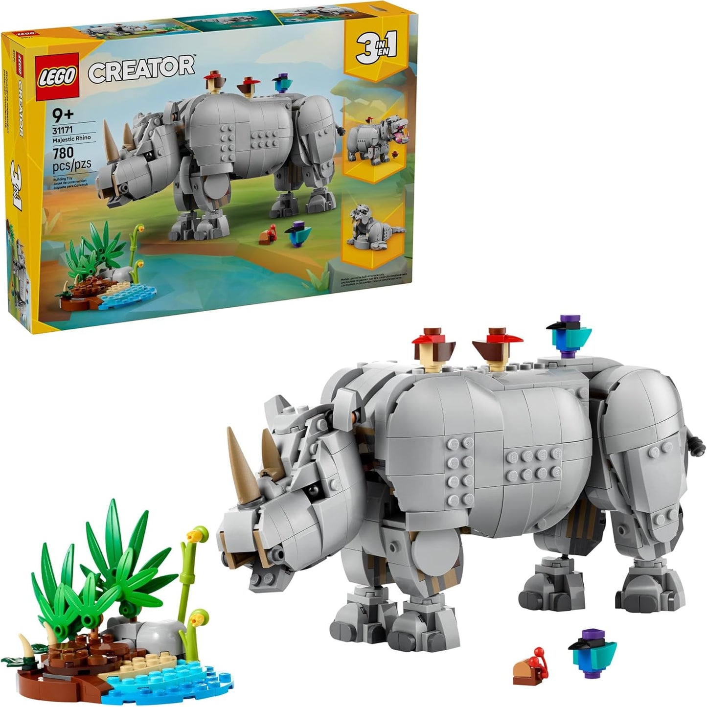 LEGO Creator 3 in 1 Wild Animals Majestic Rhino Building Set