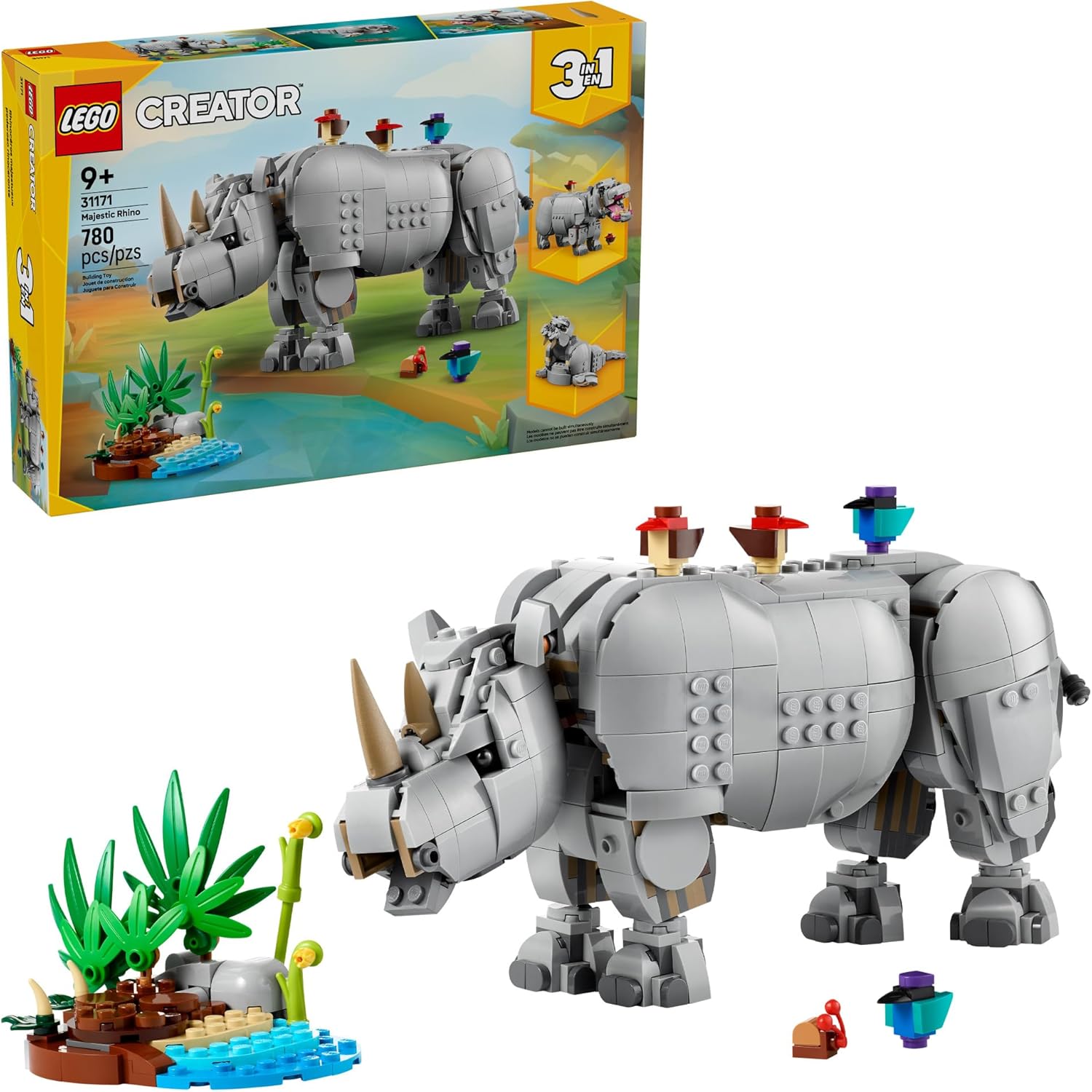 LEGO Creator 3 in 1 Wild Animals Majestic Rhino Building Set