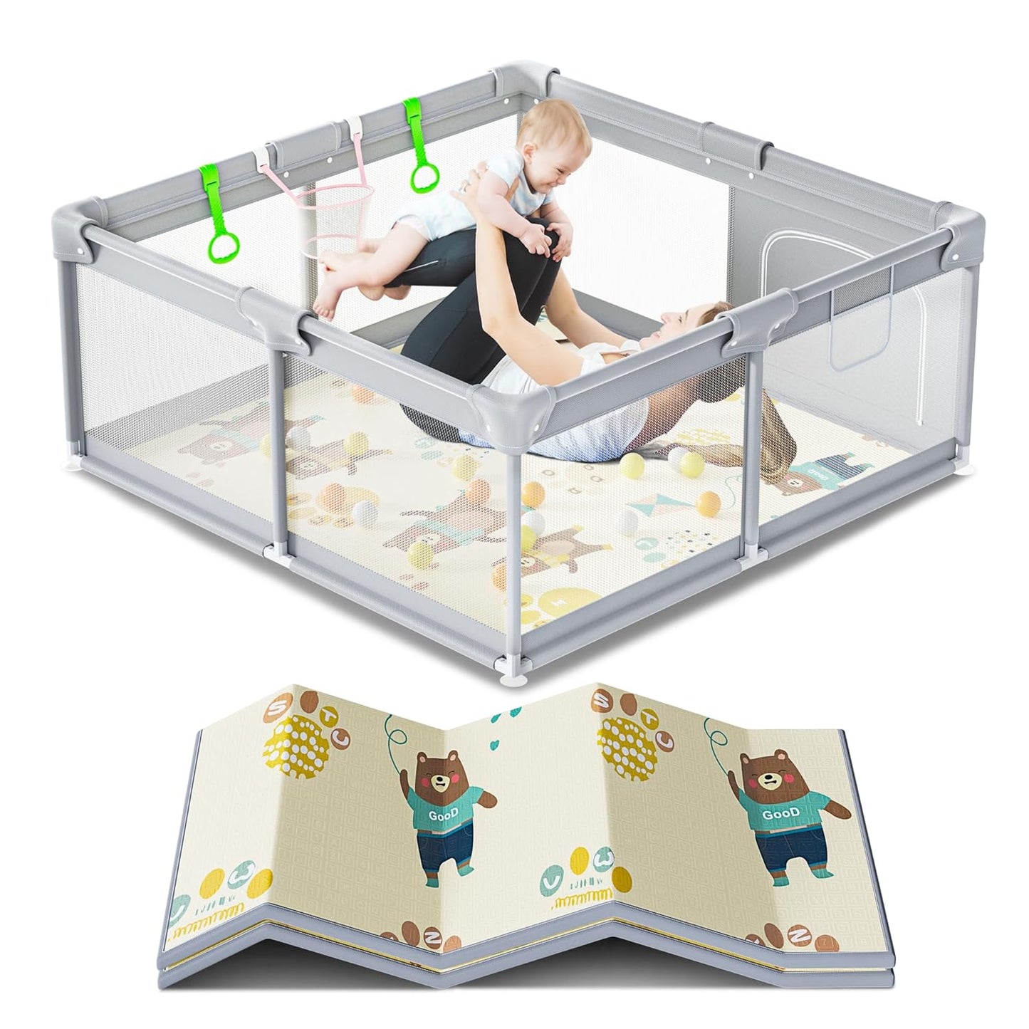 Safe Playpen with Mat for Babies & Toddlers
