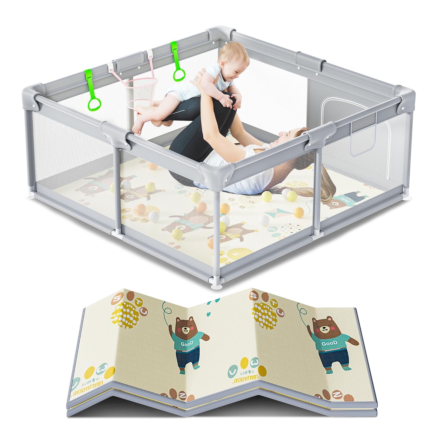 Safe Playpen with Mat for Babies & Toddlers