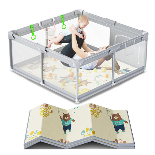 Safe Playpen with Mat for Babies & Toddlers