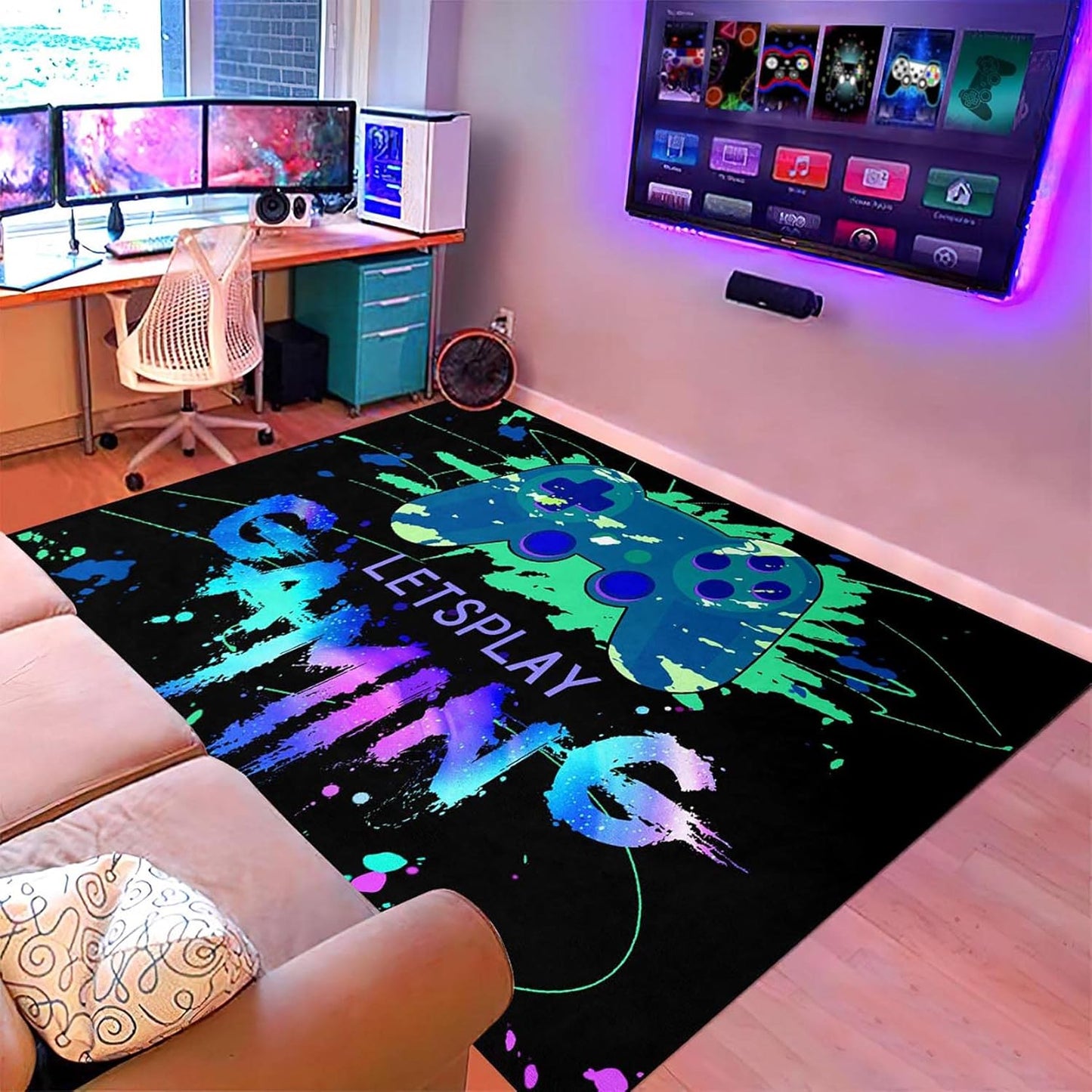 Game Controller Area Rug for Boys - Large Video Gaming Carpet