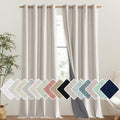 NICETOWN Brich Vintage Linen Weave 100% Blackout Curtains - 95in Long
