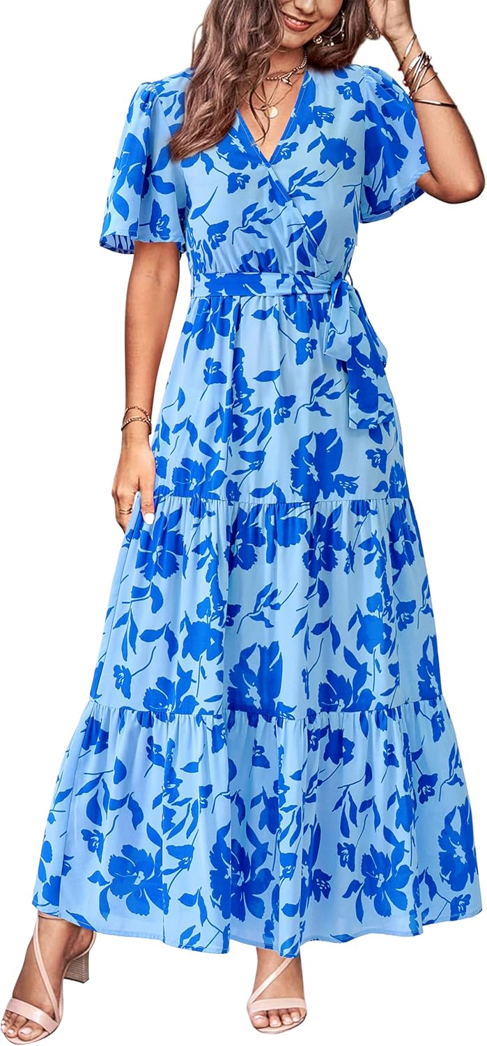 MASCOMODA Womens Summer Maxi Dress for Weddings and Casual Wear