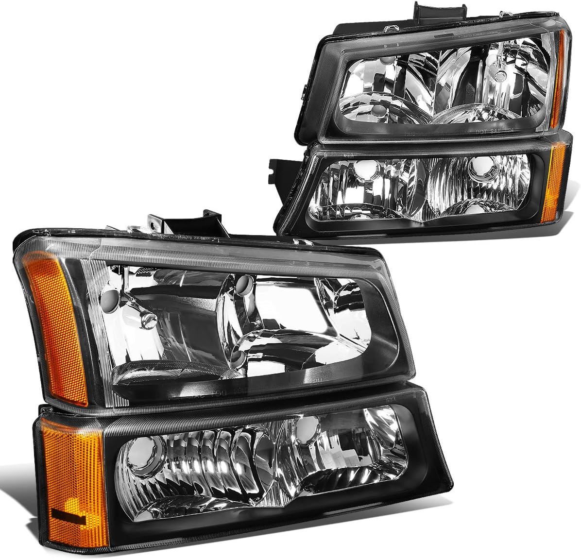 Black Amber Headlights for 2003-2006 Chevy Silverado/Avalanche