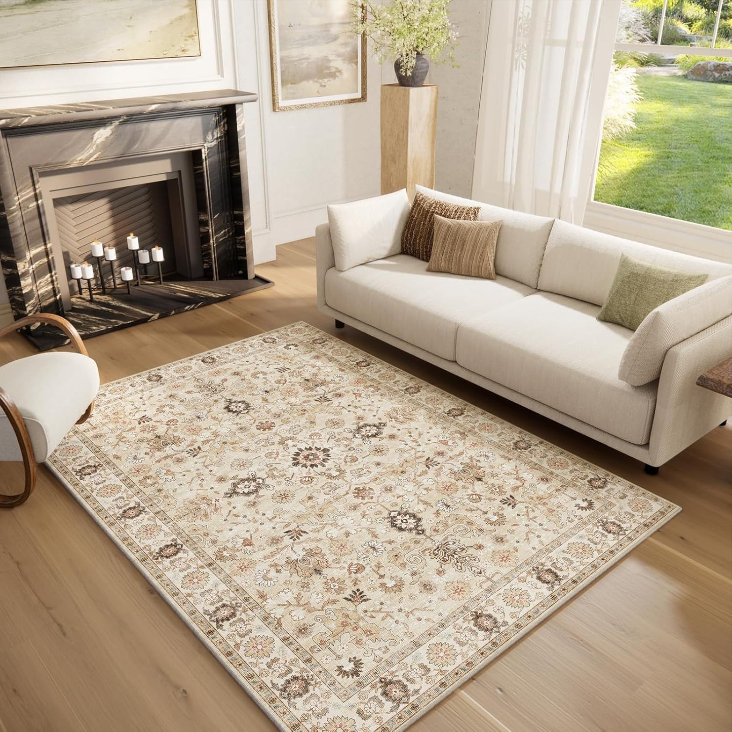 Washable Area Rugs 5ftx7ft Non-Slip Vintage Boho for Homes