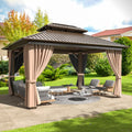 10x12 ft Hardtop Gazebo with Double Roof - Durable Outdoor Pavilion