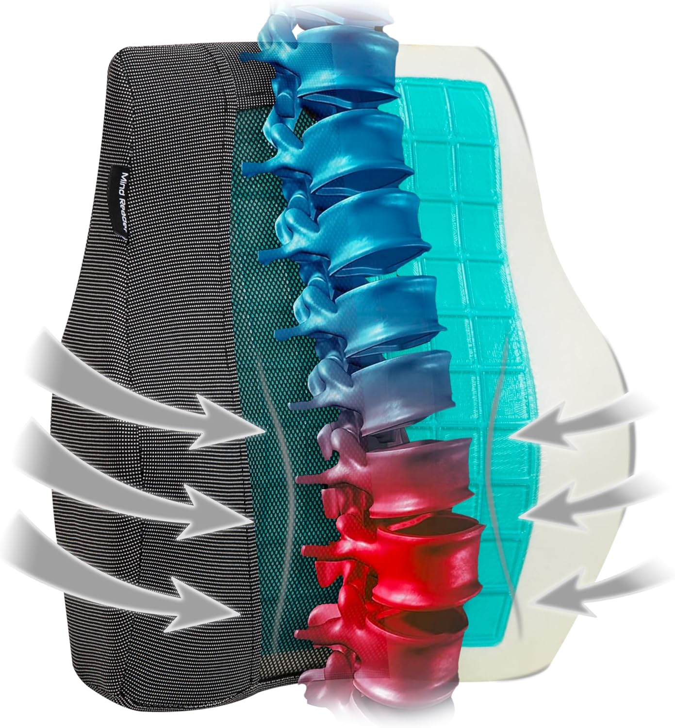 Mind Reader Lumbar Cushion: Cooling Gel, Pain Relief