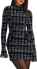 Women's Fall Mock Neck Bodycon Mini Dress - Slim Fit, Warm
