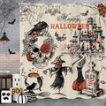 Vintage Halloween Shower Curtain - Gothic Skull Scarecrow Bath Curtain