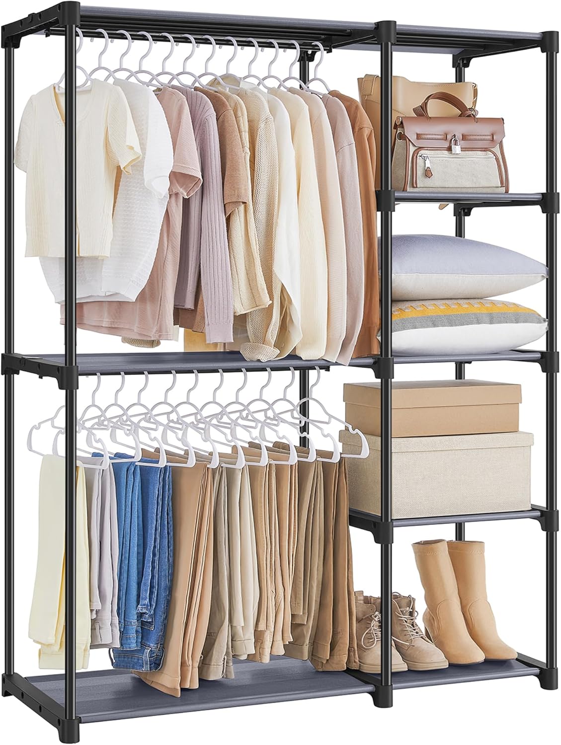 SONGMICS Portable Closet Organizer with Shelves and Hanging Rods