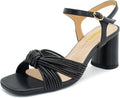 Womens Chunky Block Heel Braided Strappy Sandals - Metallic Knot