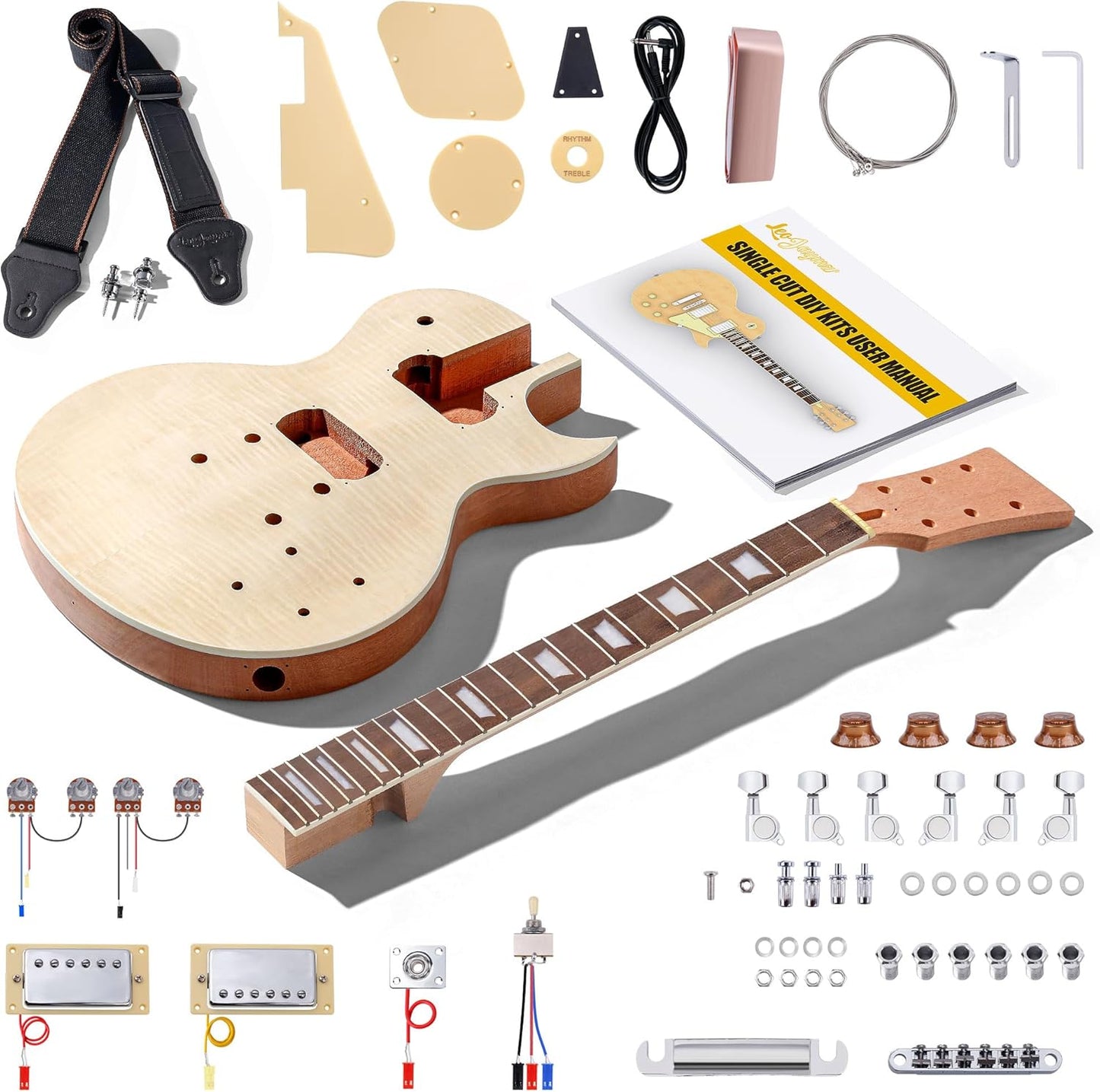 DIY Single Cut Electric Guitar Kit with Mahogany Body and Neck