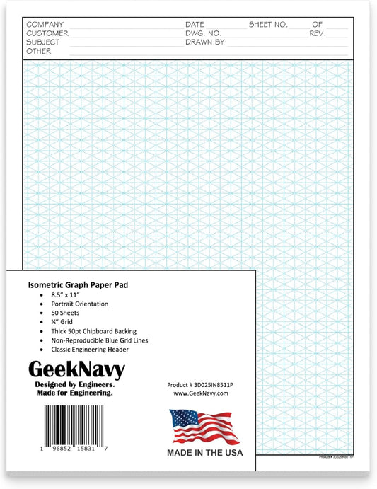 Isometric Graph Paper 50 Sheets - Ideal for Drafting & Design