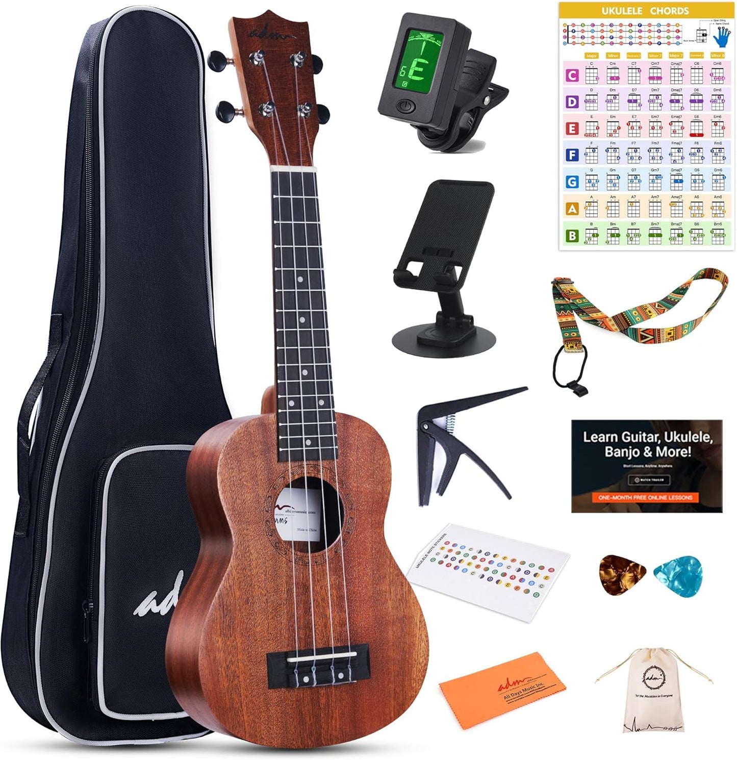 ADM Soprano Ukulele Beginner Kit for Sweet Sound and Fun