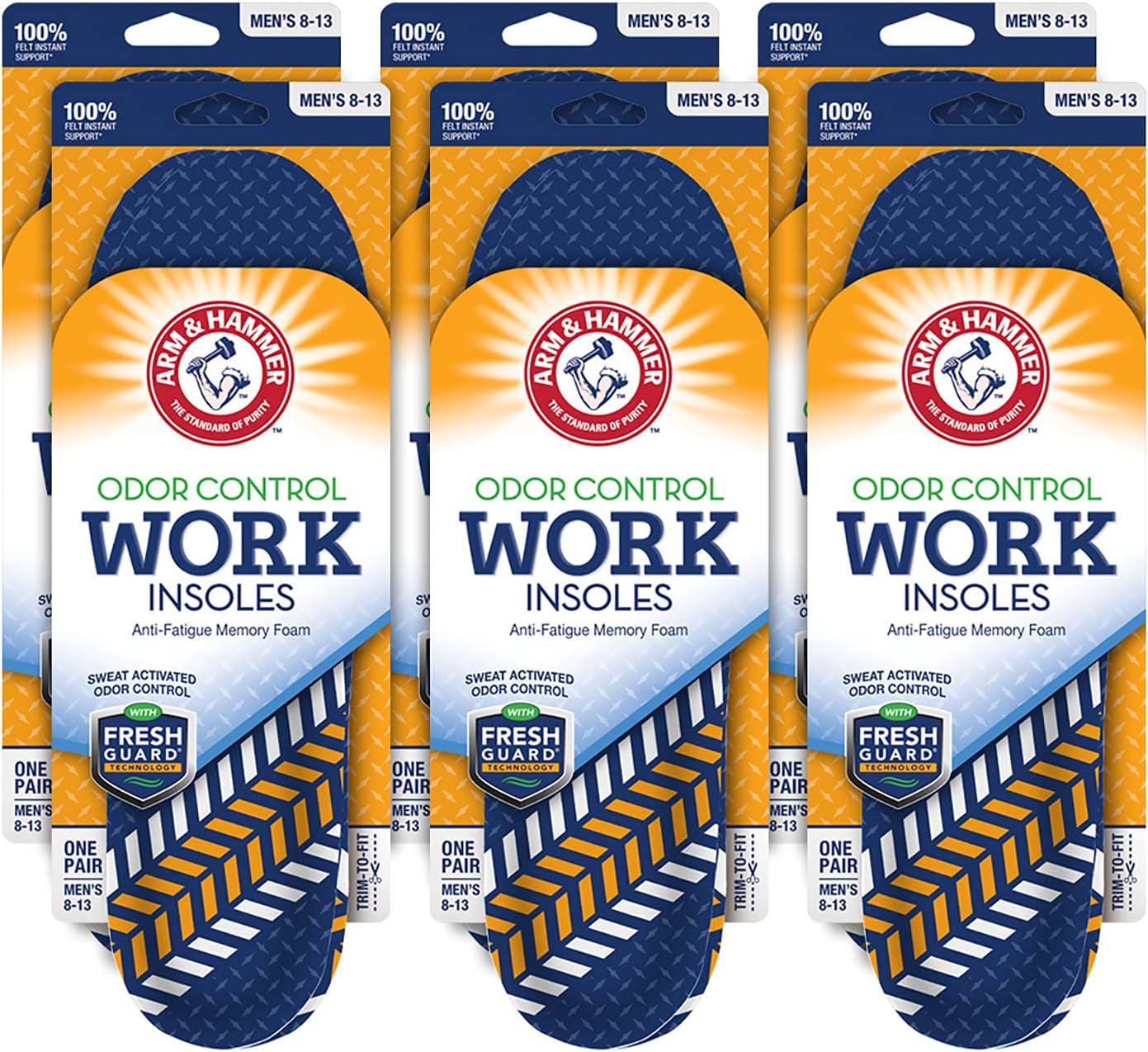 Arm & Hammer Anti-Fatigue Memory Foam Insoles for Work Boots