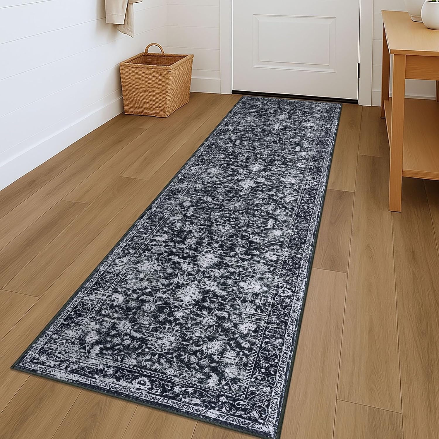 KILOCOCO Hallway Runner 2x7 Rug for Vintage Floral Style