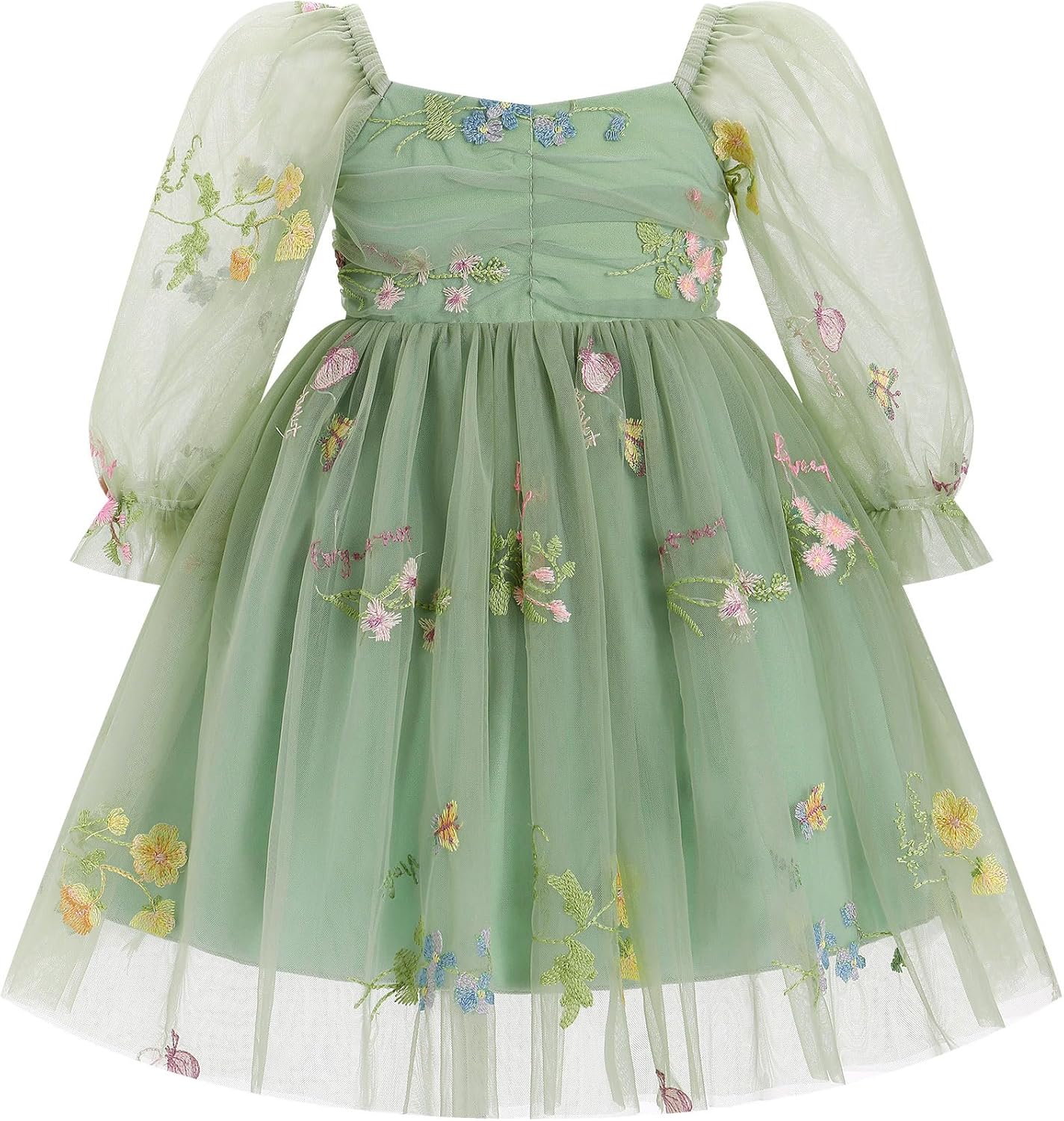 Toddler Girl Birthday Dress Floral Confetti Tulle for Parties