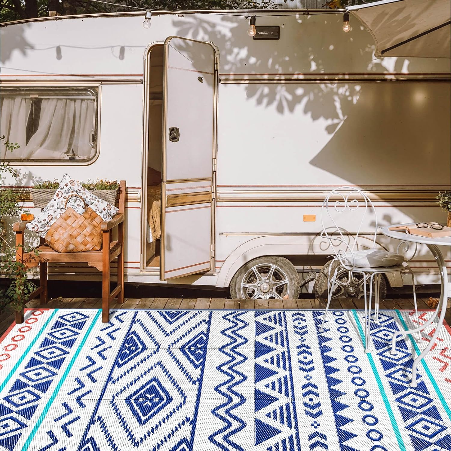 Outdoor Rugs for Patios - Waterproof 9x12 Plastic Straw Mat