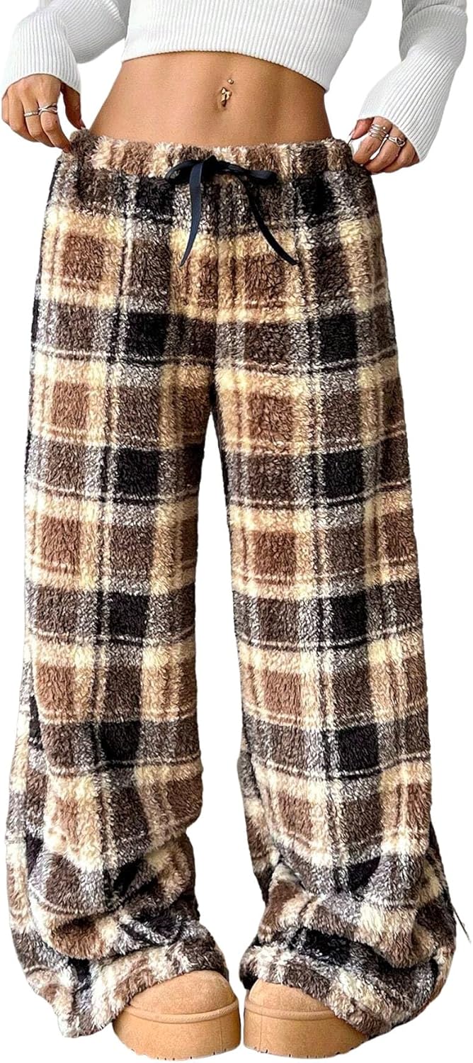 ZAFUL Women's Fuzzy Plush Pajama Pants for Cozy Comfort
