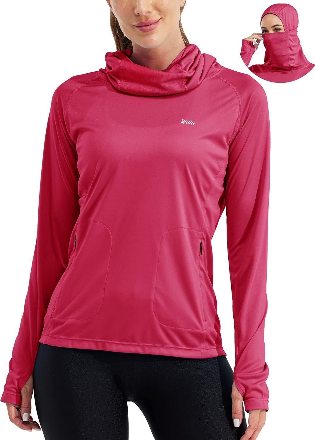 Willit Women's Sun Protection Hoodie UPF 50+ Face Mask SPF Shirt