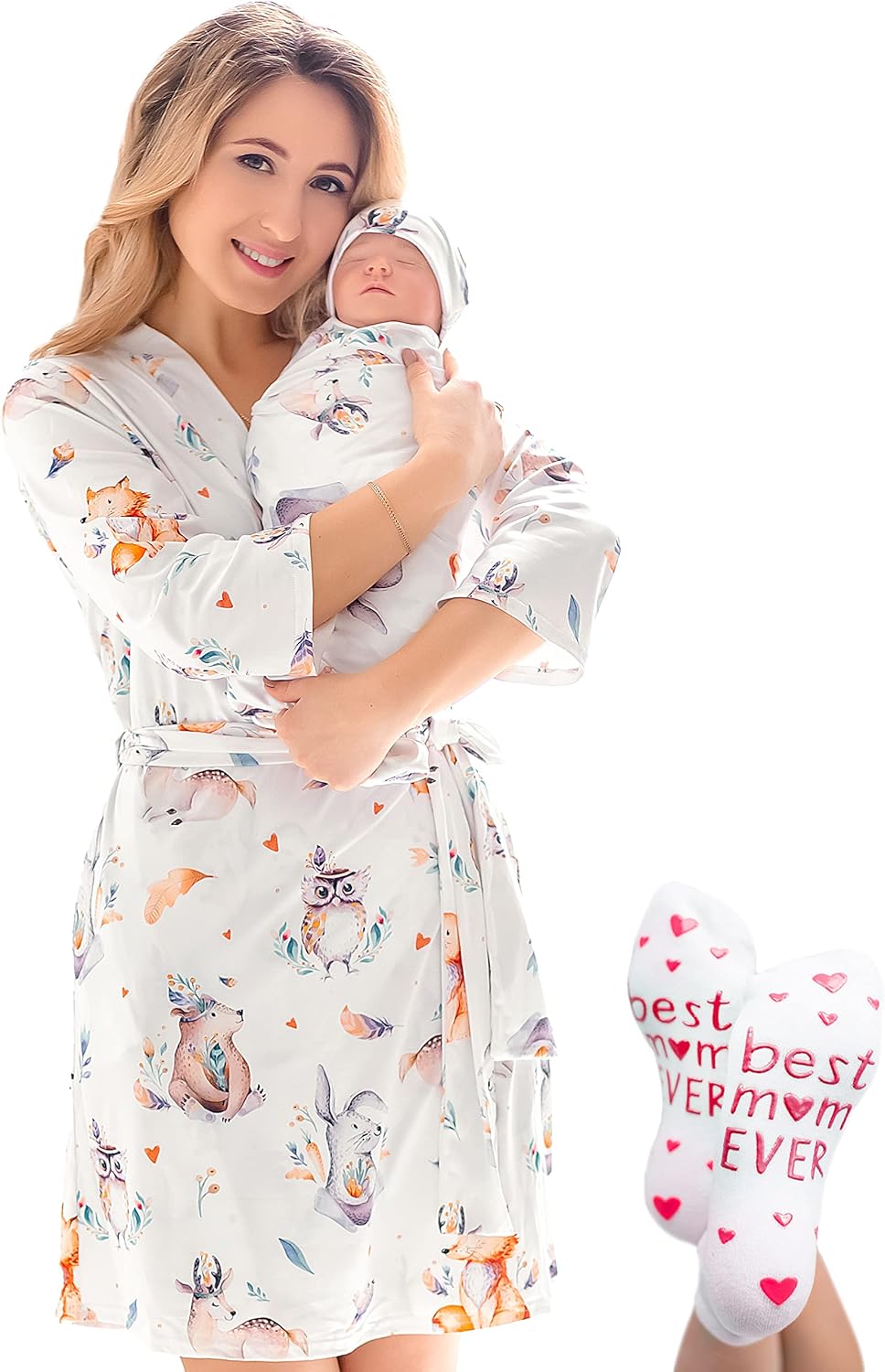 ECO BABY Mommy and Me Robe and Swaddle Set for New Moms