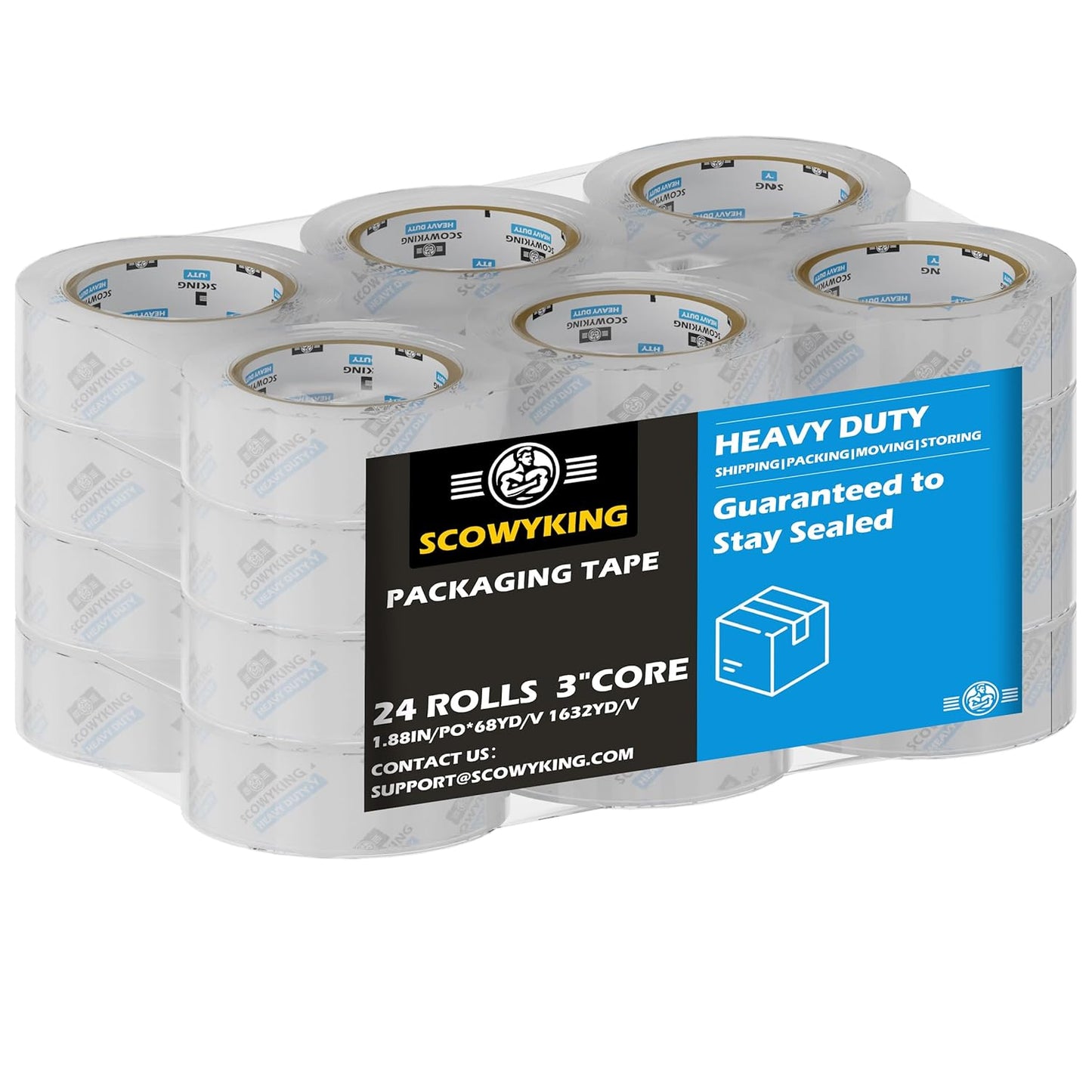 24 Rolls Clear Packing Tape for Heavy Duty Shipping Needs