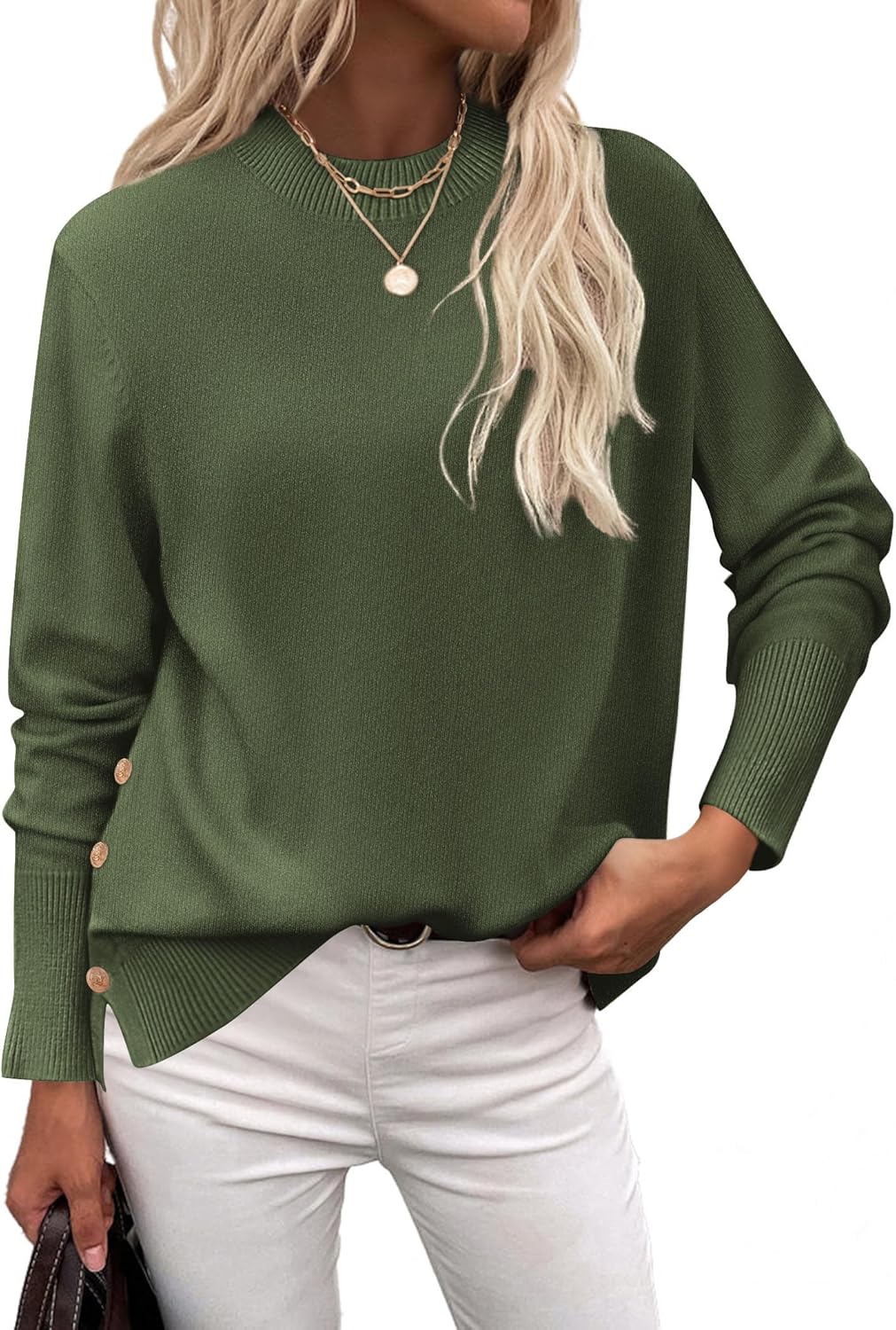 Trendy Casual Pullover Tops for Women - Loose Knit Sweater