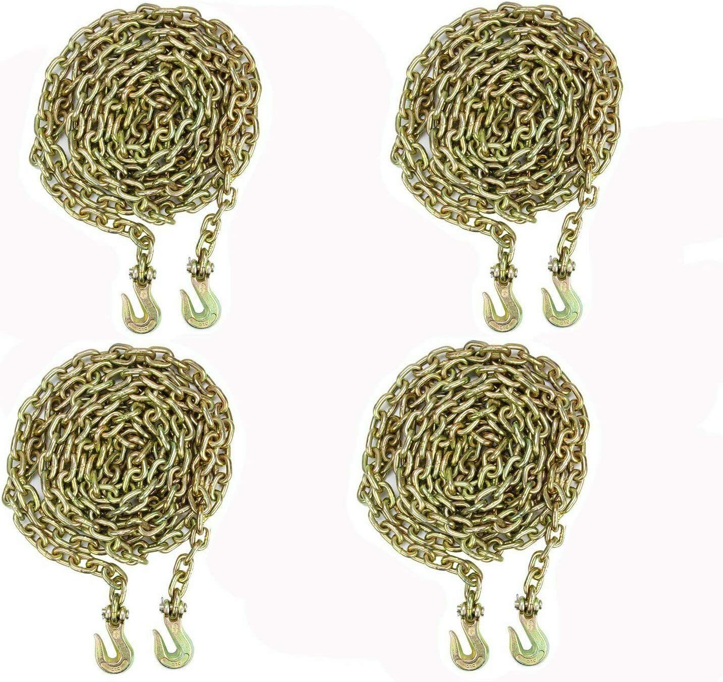 4 Pack 3/8in x 20ft G70 Welded Steel Tow Chain for Secure Cargo