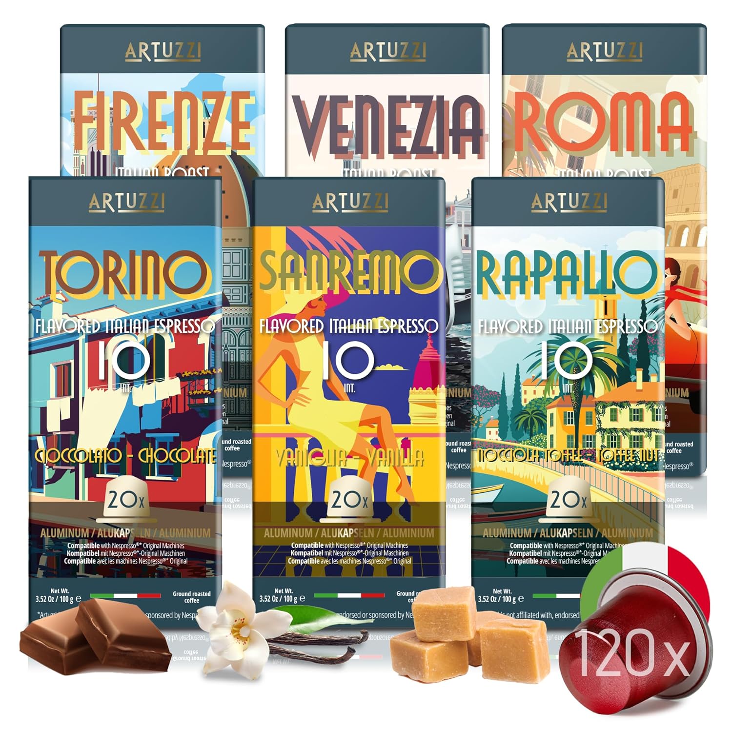 Artuzzi 120ct Espresso Pods for Nespresso Machines - Italian Variety