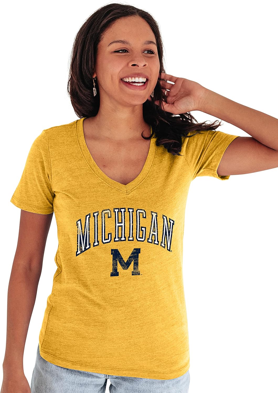 Michigan Wolverines Women's Tri-Blend T-Shirt with Vintage Style