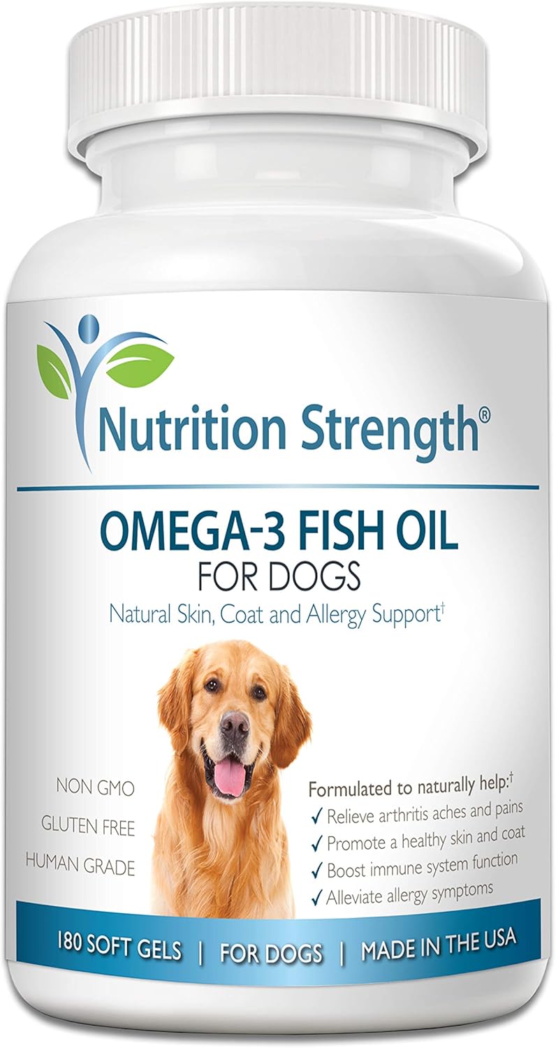 Omega 3 Fish Oil Soft Gels for Dogs - Heart, Skin, Joint Support