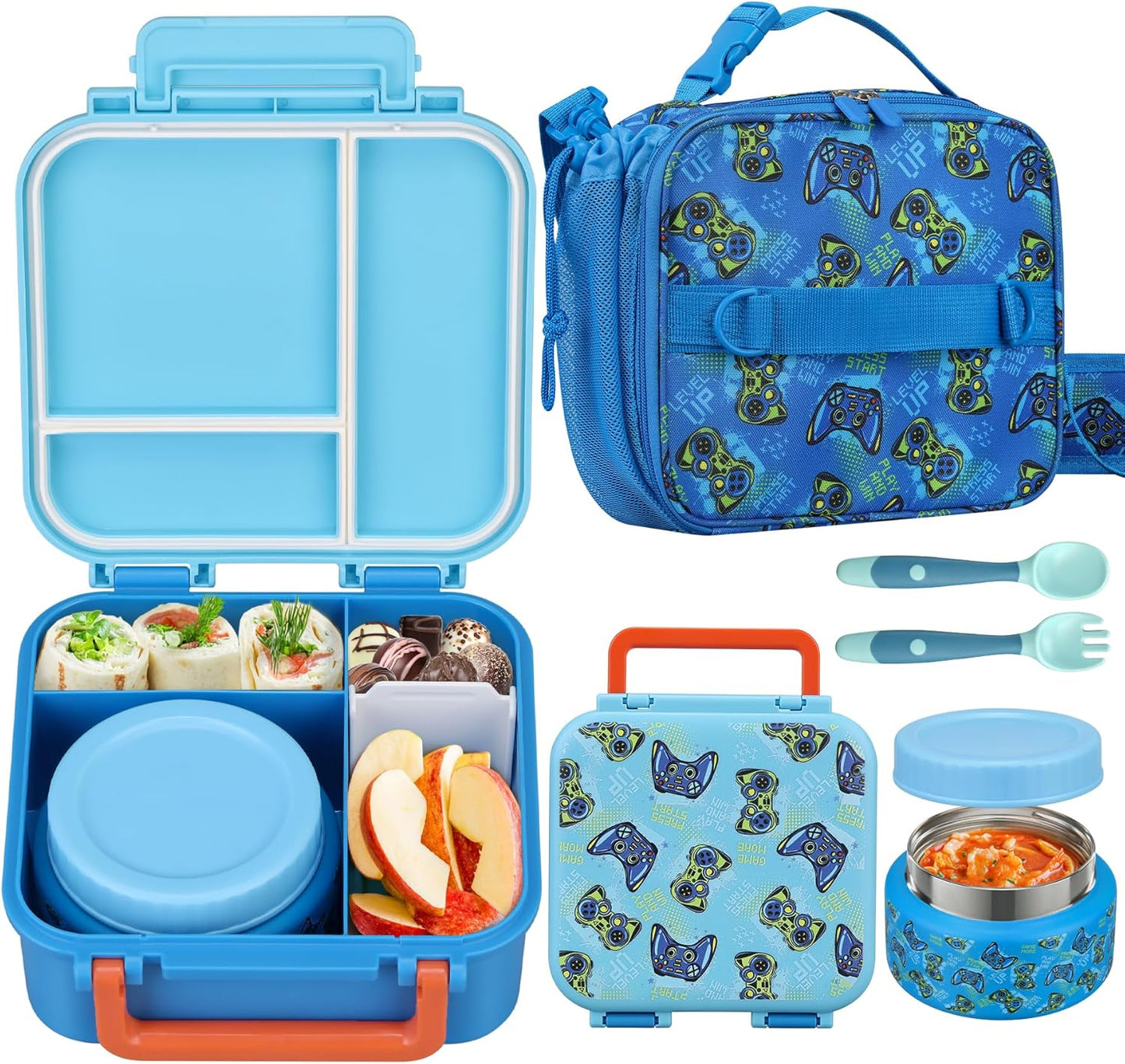 Kids Lunch Box Set with Bento Box and Insulated Bag for School