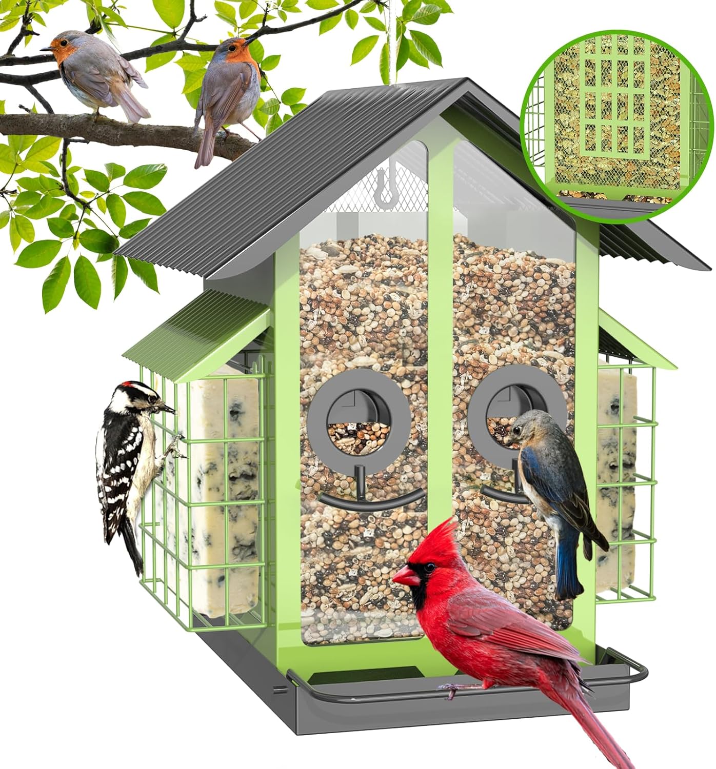 Bird Feeders for Outdoors - Sturdy Metal Design for Birds