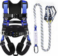 Blue Vented Safety Harness with Shock Absorbing Lanyard - Quick