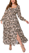 Womens Plus Size Floral Tiered Ruffle Maxi Dress - Autumn Guest Gown