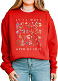 Unisex Cuppa Tee Floral Sweatshirt - It Is Well With My Soul