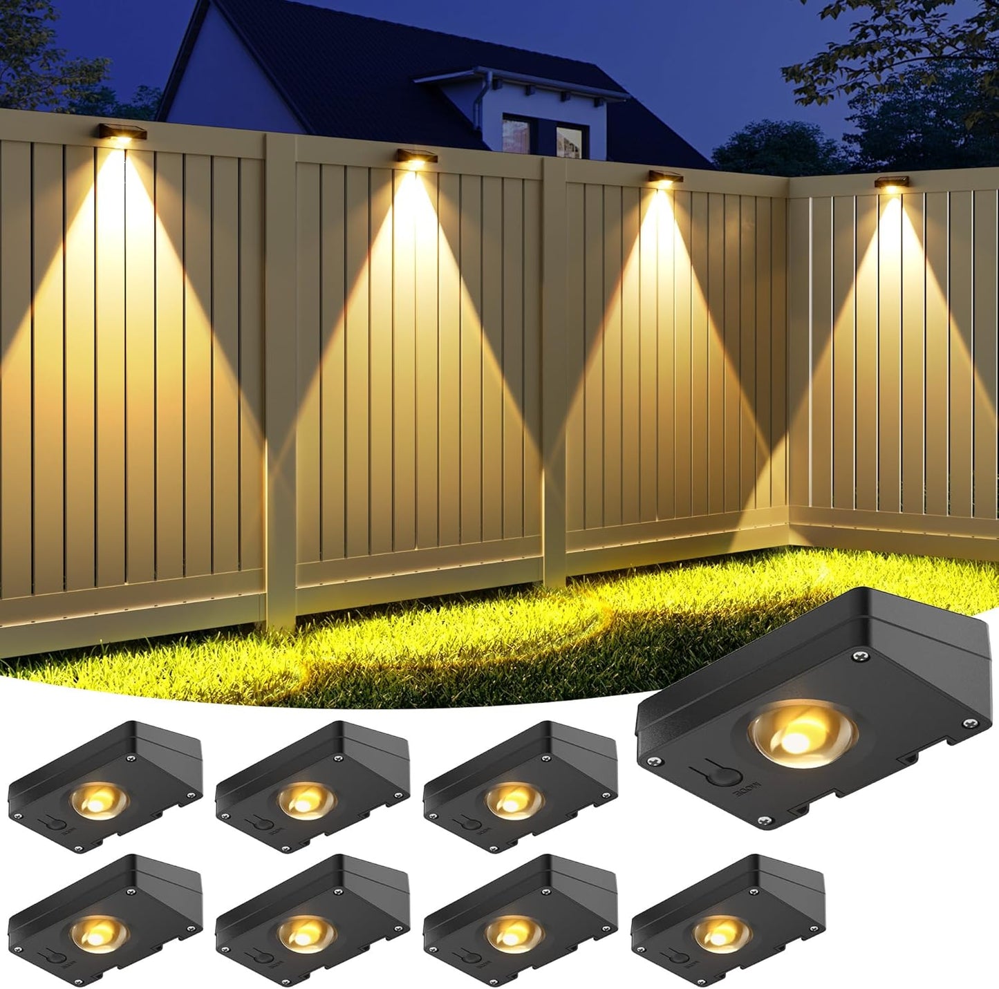 VOLISUN Solar Fence Lights - Waterproof LED for Yard and Wall